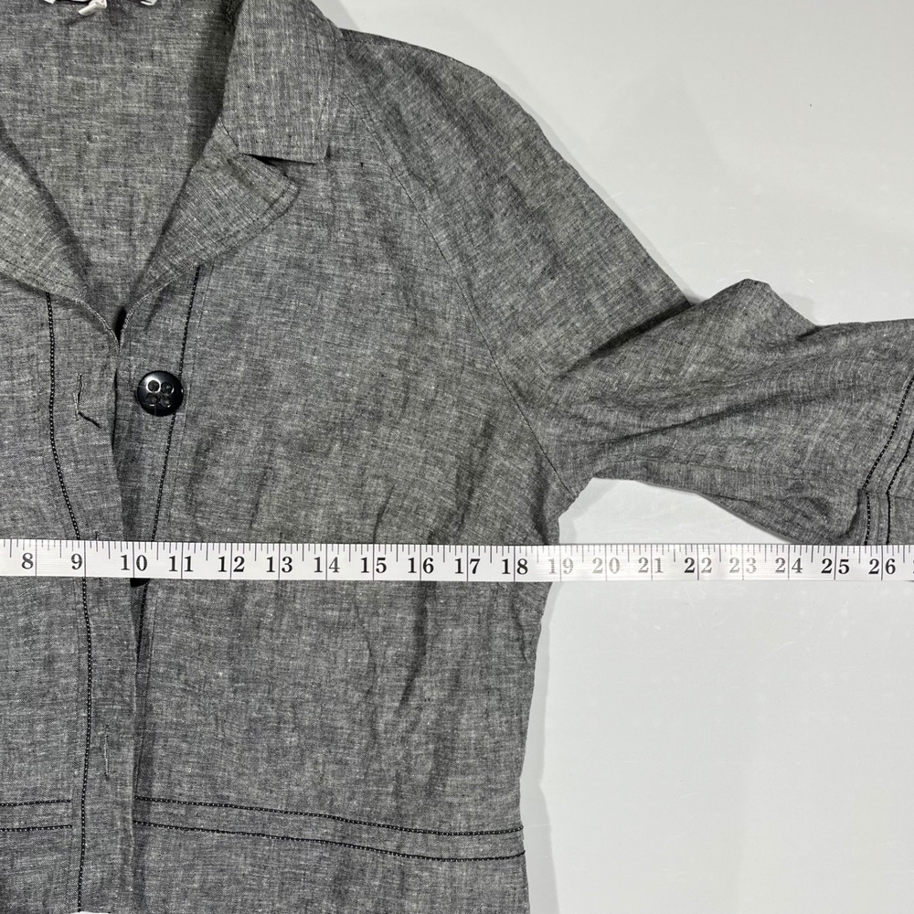 Steilmann Linen Cotton Cropped Jacket 3/4 Sleeve Womens 12 Lagenlook Old Money - Picture 7 of 11